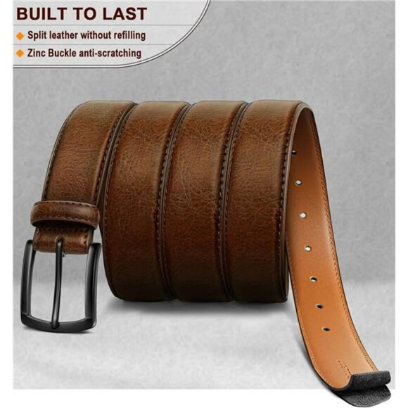 Kemisant Mens Leather Belts 2 Pack Dress Casual Golf Jeans Belt Set 1 3 8 - Picture 3 of 8